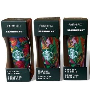 Starbucks + FARM Rio Cold Cup Key Chains LOT/Bundle (3) NWT